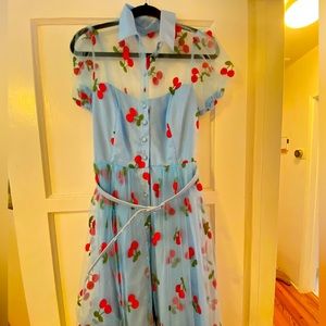 Unique vintage, retro cherry print dress